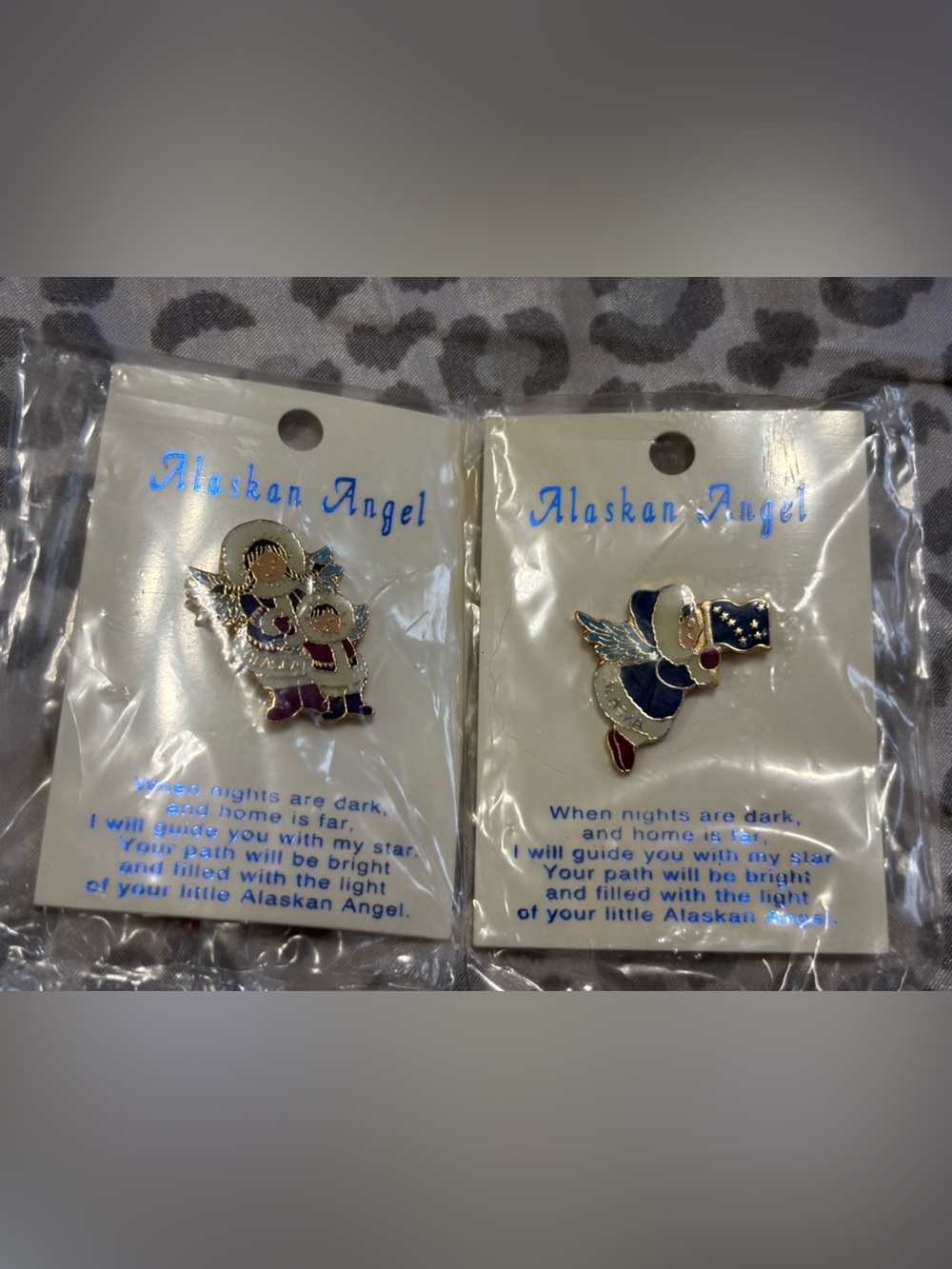 Vintage Alaskan Angel Souvenir Pin Set of 2 on Original Cards